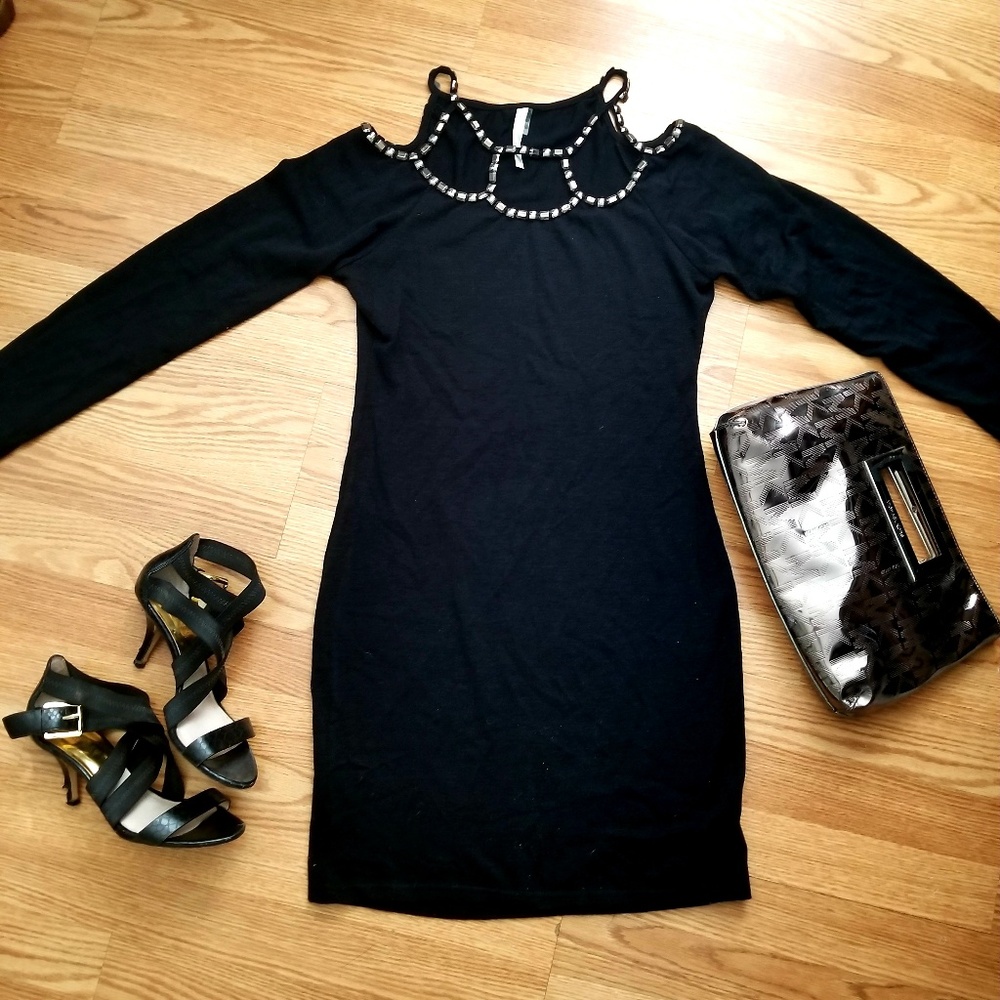 Cage Cutout Sweater Dress with Long Sleeves